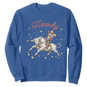 Funny Nutcracker Bull Riding Sweatshirt Howdy Western Christmas Holiday Gift TS12 Royal Blue Print Your Wear
