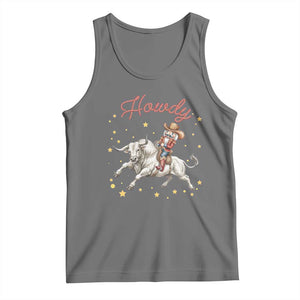Funny Nutcracker Bull Riding Tank Top Howdy Western Christmas Holiday Gift TS12 Black Heather Print Your Wear