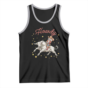 Funny Nutcracker Bull Riding Tank Top Howdy Western Christmas Holiday Gift TS12 Black Athletic Heather Print Your Wear