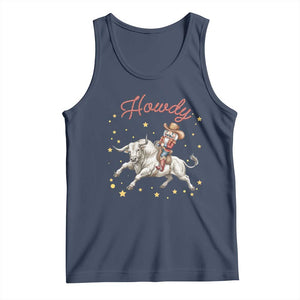 Funny Nutcracker Bull Riding Tank Top Howdy Western Christmas Holiday Gift TS12 Navy Print Your Wear