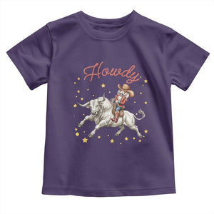 Funny Nutcracker Bull Riding Toddler T Shirt Howdy Western Christmas Holiday Gift TS12 Purple Print Your Wear