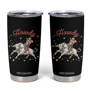 Funny Nutcracker Bull Riding Tumbler Cup Howdy Western Christmas Holiday Gift TS12 Black Print Your Wear