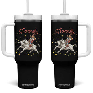Funny Nutcracker Bull Riding Tumbler With Handle Howdy Western Christmas Holiday Gift TS12 One Size: 40 oz Black Print Your Wear