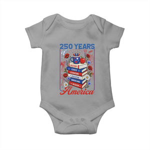 250 Years Of America American Teacher Graphic Baby Onesie Patriotic Educator Gift TS12 Sport Gray Print Your Wear