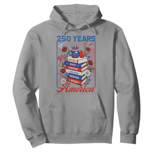 250 Years Of America American Teacher Graphic Hoodie Patriotic Educator Gift TS12 Sport Gray Print Your Wear