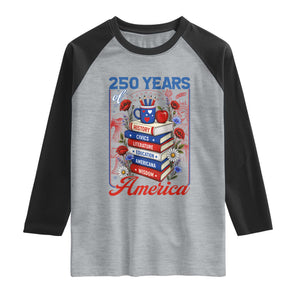 250 Years Of America American Teacher Graphic Raglan Shirt Patriotic Educator Gift TS12 Heather Gray Black Print Your Wear