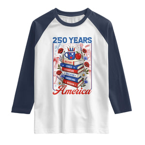 250 Years Of America American Teacher Graphic Raglan Shirt Patriotic Educator Gift TS12 White Navy Print Your Wear