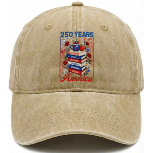 250 Years Of America American Teacher Graphic Washed Cotton Baseball Cap Patriotic Educator Gift TS12 Print Your Wear