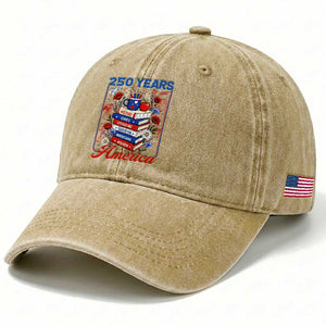 250 Years Of America American Teacher Graphic Washed Cotton Baseball Cap Patriotic Educator Gift TS12 Print Your Wear