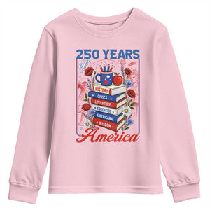 250 Years Of America American Teacher Graphic Youth Sweatshirt Patriotic Educator Gift TS12 Light Pink Print Your Wear