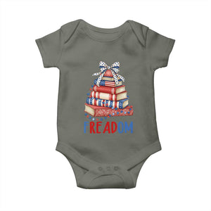 Funny Patriotic Book Lover Gift Baby Onesie Freadom TS12 Military Green Print Your Wear