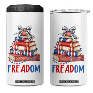 Funny Patriotic Book Lover Gift 4 in 1 Can Cooler Tumbler Freadom TS12 One Size: 16 oz White Print Your Wear