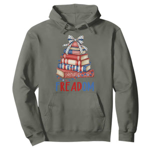 Funny Patriotic Book Lover Gift Hoodie Freadom TS12 Military Green Print Your Wear