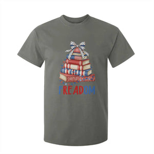 Funny Patriotic Book Lover Gift T Shirt For Kid Freadom TS12 Military Green Print Your Wear