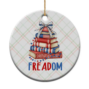 Funny Patriotic Book Lover Gift Ceramic Ornament Freadom TS12 1pc Christmas Plaid Print Your Wear