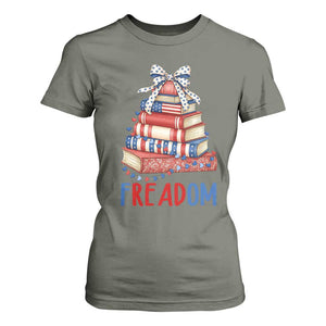 Funny Patriotic Book Lover Gift T Shirt For Women Freadom TS12 Military Green Print Your Wear