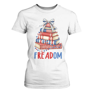 Funny Patriotic Book Lover Gift T Shirt For Women Freadom TS12 White Print Your Wear