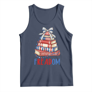 Funny Patriotic Book Lover Gift Tank Top Freadom TS12 Navy Print Your Wear