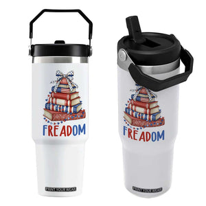 Funny Patriotic Book Lover Gift Flip Straw Tumbler Freadom TS12 One Size: 30 oz White Print Your Wear