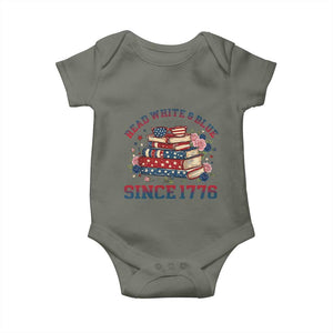 Funny Patriotic Book Lover Gift Baby Onesie Read White Blue Since 1776 TS12 Military Green Print Your Wear