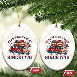 Funny Patriotic Book Lover Gift Ceramic Ornament Read White Blue Since 1776 TS12 Print Your Wear