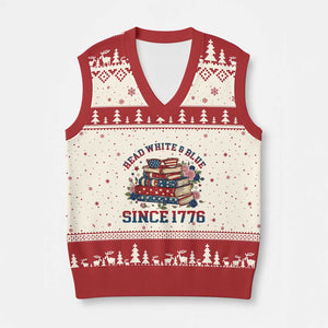Funny Patriotic Book Lover Gift V-Neck Knit Sweater Vest Read White Blue Since 1776 TS12 Beige Red Print Your Wear
