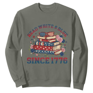 Funny Patriotic Book Lover Gift Sweatshirt Read White Blue Since 1776 TS12 Military Green Print Your Wear