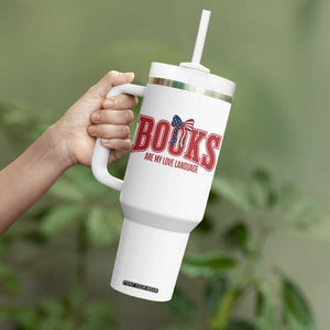 Patriotic Book Lover Gift Tumbler With Handle Books Are My Love Language TS12 Print Your Wear