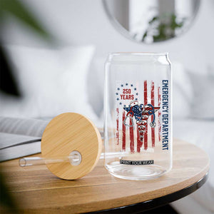 Patriotic ED Nurse Gift Glass Can 250 Years Of Emergency Department TS12 Print Your Wear