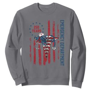 Patriotic ED Nurse Gift Sweatshirt 250 Years Of Emergency Department TS12 Charcoal Print Your Wear