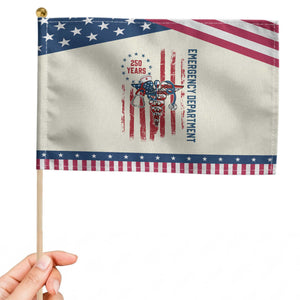 ED Nurse Gift Patriotic Handheld Flag 250 Years Of Emergency Department TS12 Modern 8.2" × 5.5" Beige Blue Print Your Wear