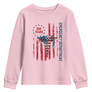 Patriotic ED Nurse Gift Youth Sweatshirt 250 Years Of Emergency Department TS12 Light Pink Print Your Wear