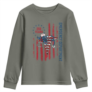 Patriotic ED Nurse Gift Youth Sweatshirt 250 Years Of Emergency Department TS12 Military Green Print Your Wear