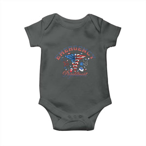 Patriotic Emergency Department Baby Onesie USA 250th Anniversary Medical Gift TS12 Dark Heather Print Your Wear