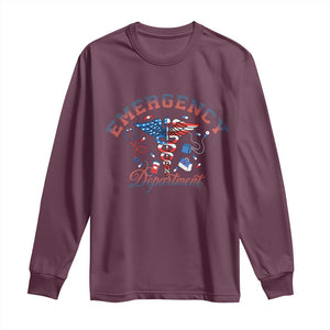 Patriotic Emergency Department Long Sleeve Shirt USA 250th Anniversary Medical Gift TS12 Maroon Print Your Wear