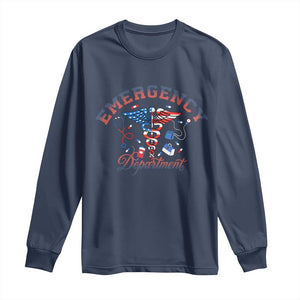 Patriotic Emergency Department Long Sleeve Shirt USA 250th Anniversary Medical Gift TS12 Navy Print Your Wear