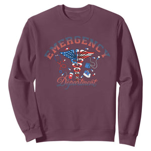 Patriotic Emergency Department Sweatshirt USA 250th Anniversary Medical Gift TS12 Maroon Print Your Wear