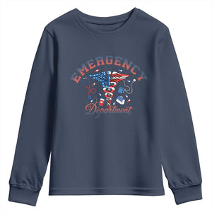 Patriotic Emergency Department Youth Sweatshirt USA 250th Anniversary Medical Gift TS12 Navy Print Your Wear