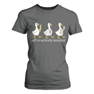 Funny Goose Teacher Testing Day T Shirt For Women Off to Actively Monitor TS12 Dark Heather Print Your Wear