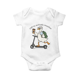 Funny Silly Goose Proctor Baby Onesie Off to Actively Monitor Teacher Testing Day TS12 White Print Your Wear