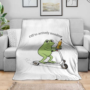 Funny Frog Teacher Testing Test Day Throw Blanket Off To Actively Monitor TS12 Print Your Wear