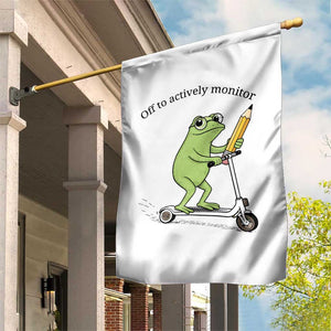 Funny Frog Teacher Testing Test Day Garden Flag Off To Actively Monitor TS12 Print Your Wear