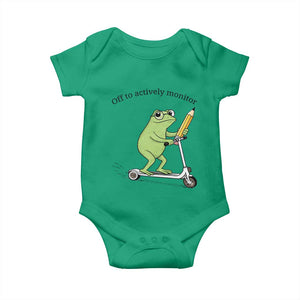 Funny Frog Teacher Testing Test Day Baby Onesie Off To Actively Monitor TS12 Irish Green Print Your Wear