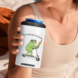 Funny Frog Teacher Testing Test Day 4 in 1 Can Cooler Tumbler Off To Actively Monitor TS12 Print Your Wear