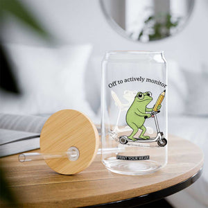 Funny Frog Teacher Testing Test Day Glass Can Off To Actively Monitor TS12 Print Your Wear