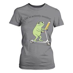 Funny Frog Teacher Testing Test Day T Shirt For Women Off To Actively Monitor TS12 Charcoal Print Your Wear