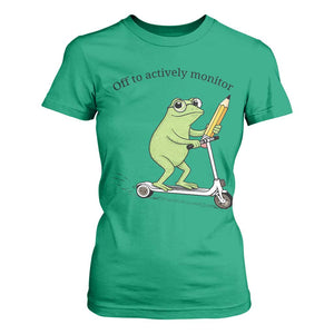 Funny Frog Teacher Testing Test Day T Shirt For Women Off To Actively Monitor TS12 Irish Green Print Your Wear