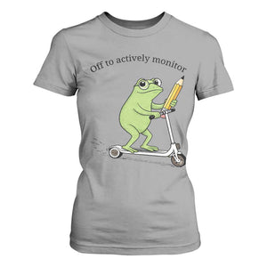 Funny Frog Teacher Testing Test Day T Shirt For Women Off To Actively Monitor TS12 Sport Gray Print Your Wear