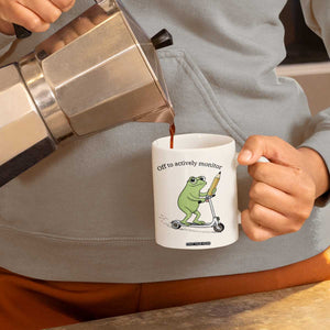 Funny Frog Teacher Testing Test Day Coffee Mug Off To Actively Monitor TS12 Print Your Wear