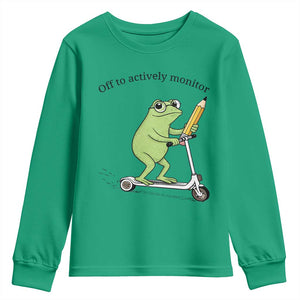 Funny Frog Teacher Testing Test Day Youth Sweatshirt Off To Actively Monitor TS12 Irish Green Print Your Wear